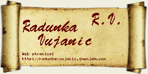 Radunka Vujanić vizit kartica